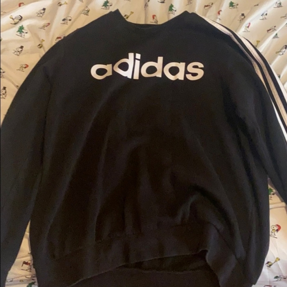 Large Black Adidas Crew Neck Sweatshirt .